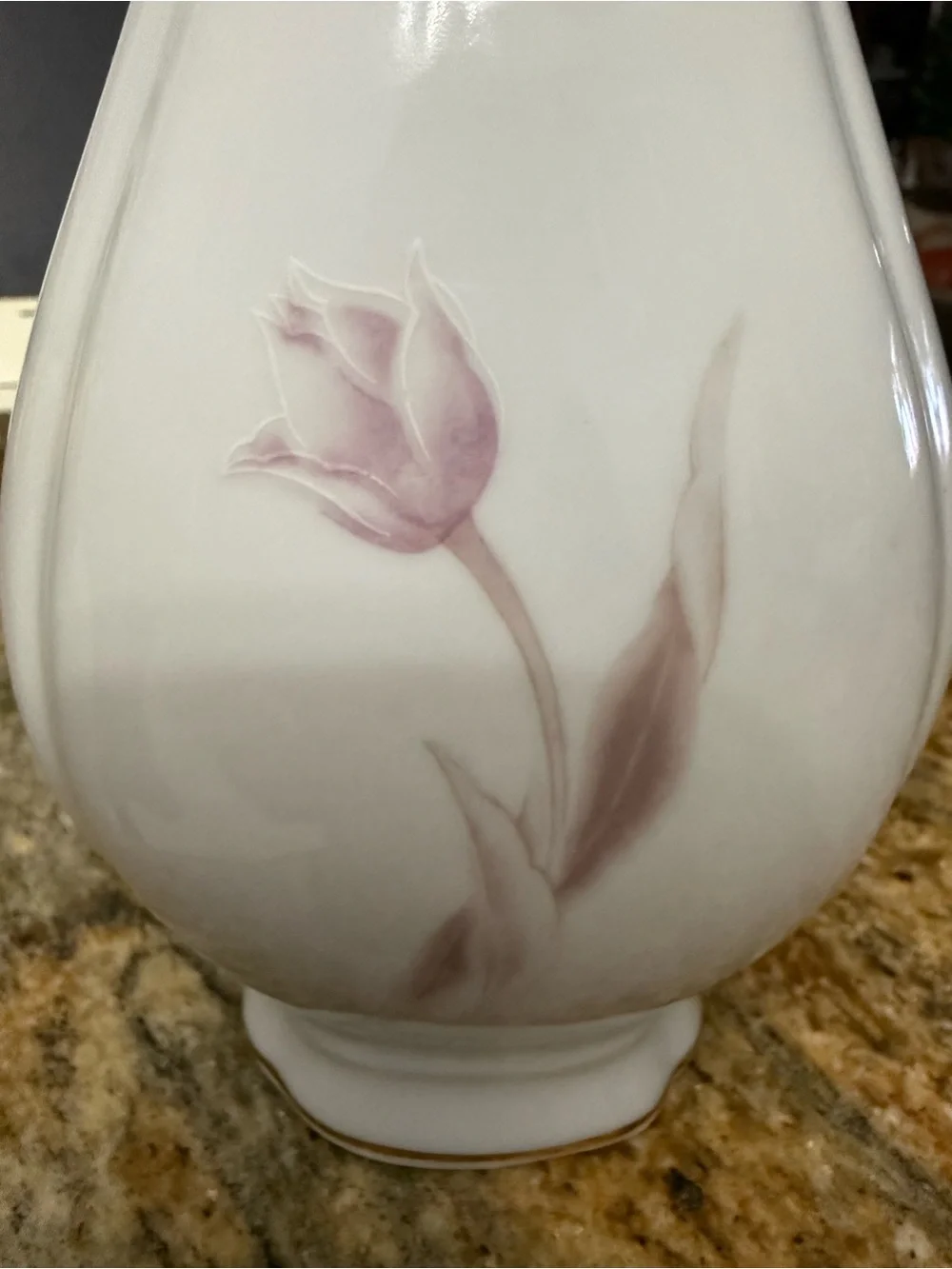 Delicate White Vase with Pastel Pink and Blue Floral Motif